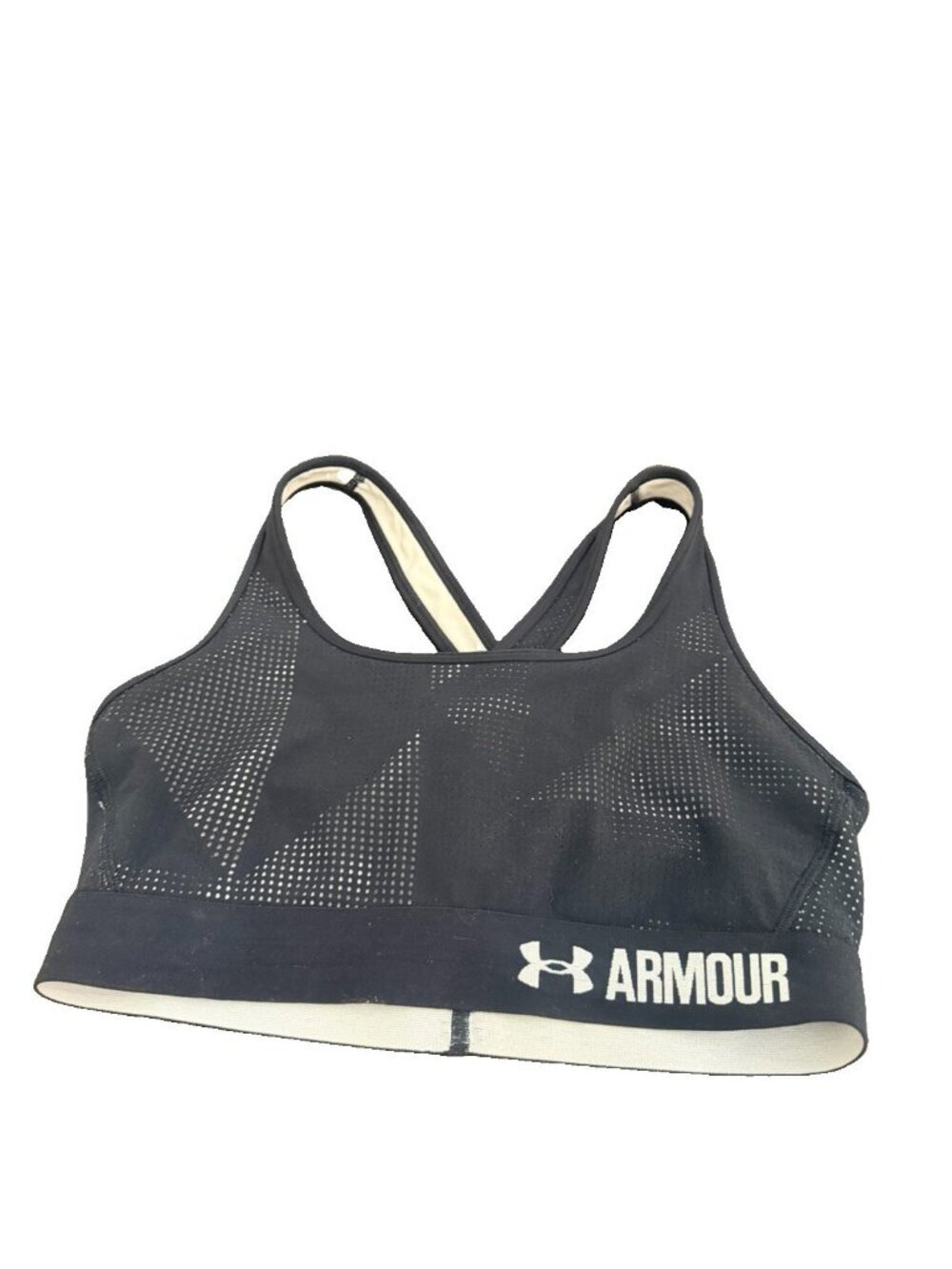 Under Armour Women Sports Bra Medium Black Wireless Mesh Racerback Pullover